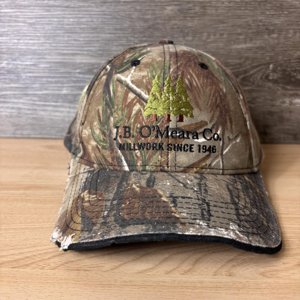 J.B. OMeara Co Hat Cap Strap Back Camouflage Embroidered Distressed Mens